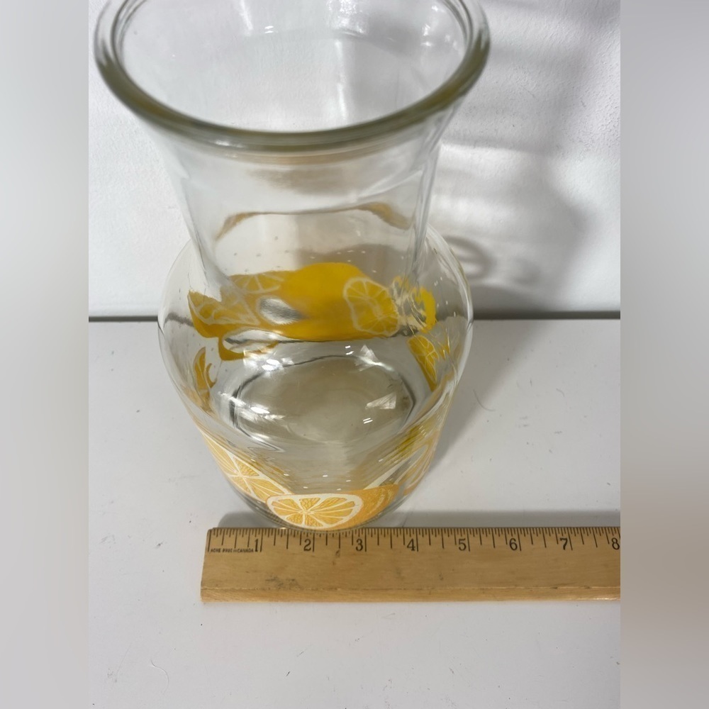 Vintage Glass Pitcher Lemonade Lemon 🍋 Design Clear Glass Citrus Fruit Design - Picture 4 of 5